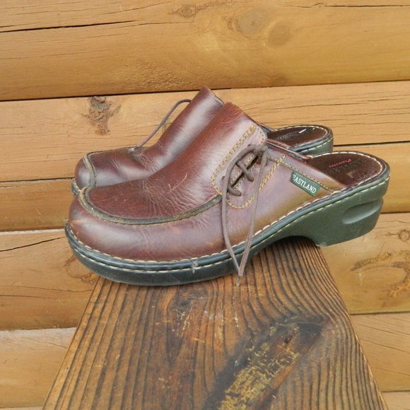 Eastland Shoes Eastland Womens Sz 95m Brown Leather Clogs Mules